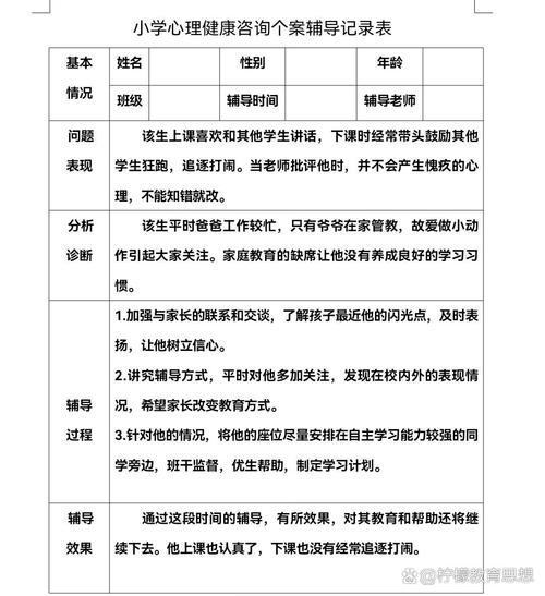 心理辅导表格如何有效评估心理状态?-图1 心理辅导表格如何有效评估心理状态?-图1